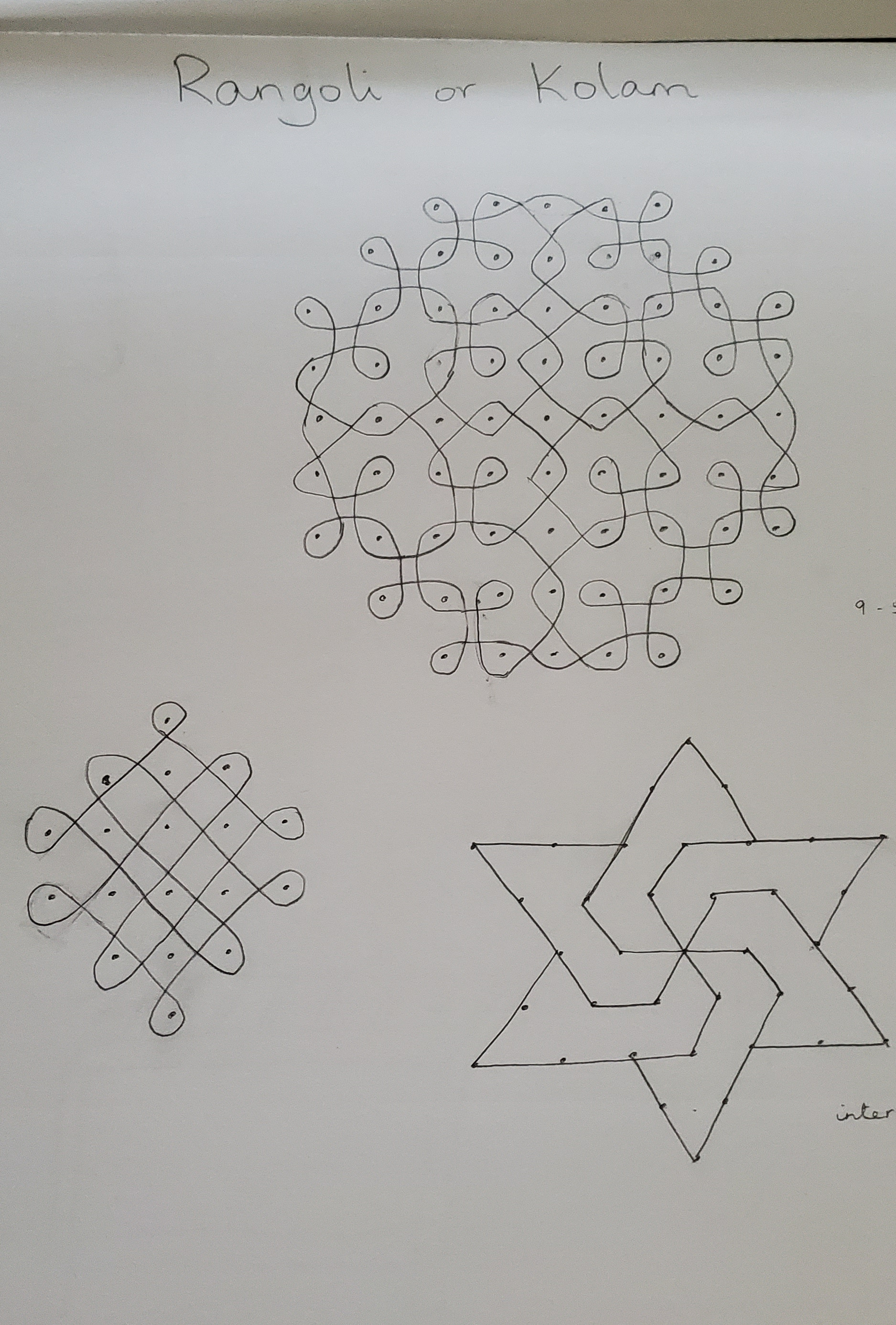 Rangoli Designs With Dots And Line Segments Connecting The Dots Math