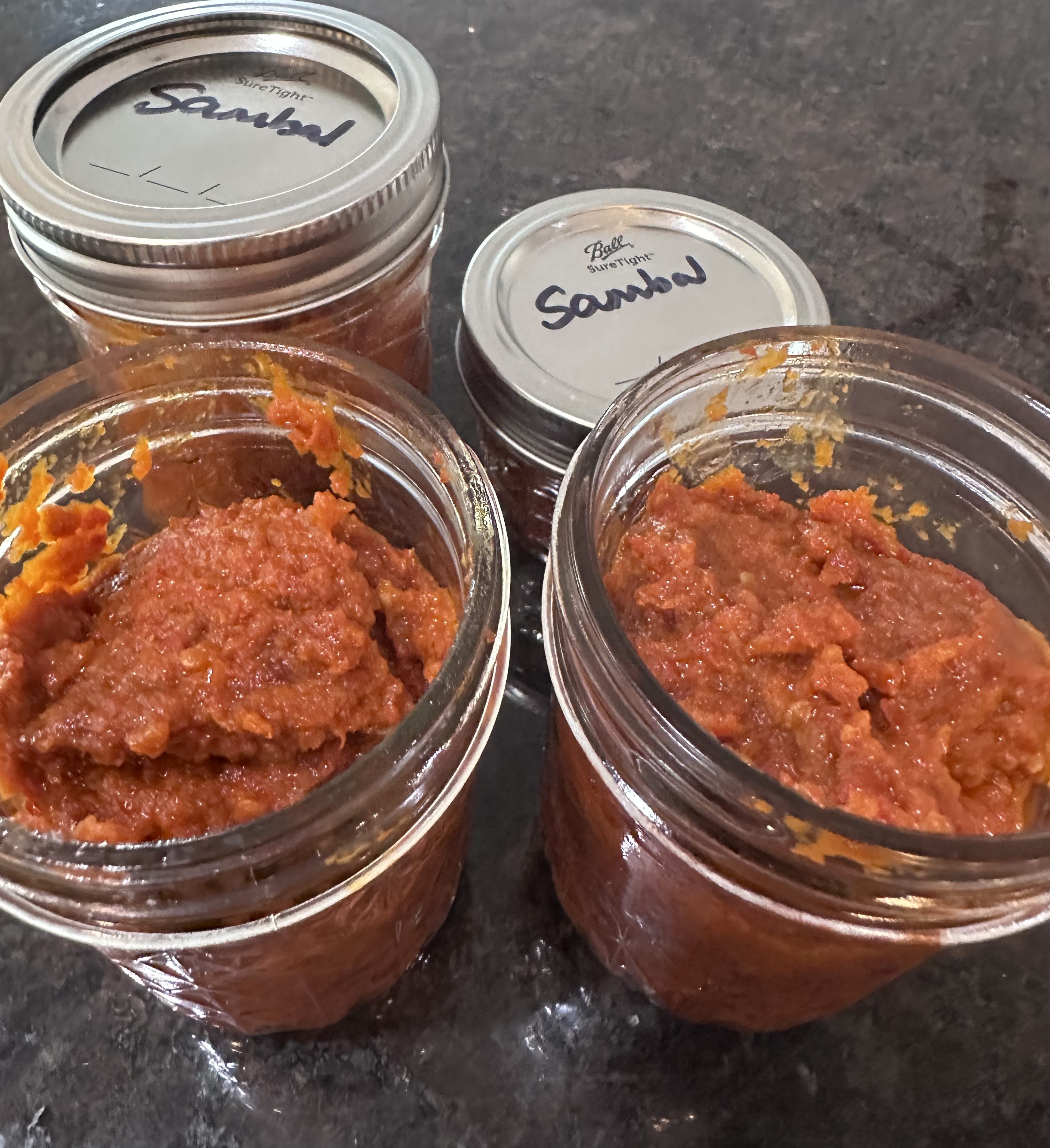 Spicy Vegan Sambal in bottles
